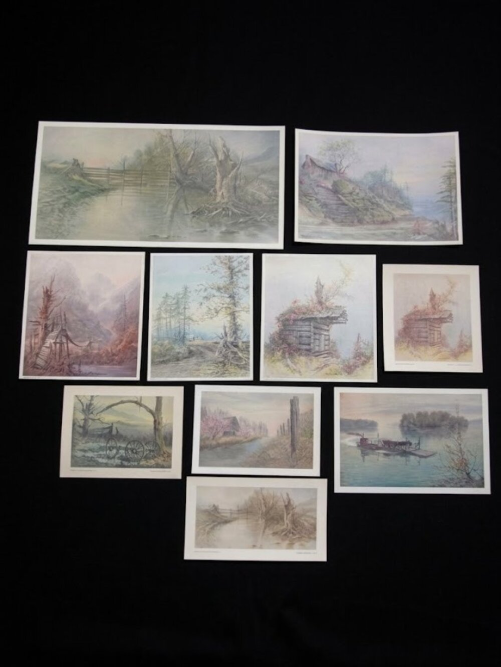 LOT OF 10 Hampton House Original Art Prints Ben Hampton Cabin Country Rose Vtg